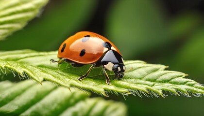 Close-up of a ladybug on a leaf 