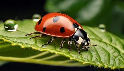 Close-up of a ladybug on a leaf 