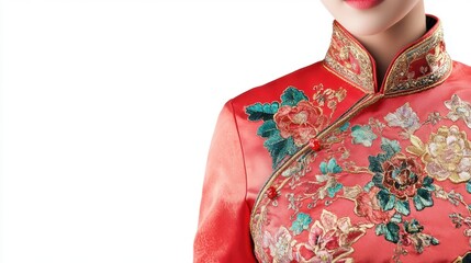 Traditional Chinese Red Dress with Embroidery