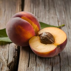 Fototapeta premium Peach with full depth of field, isolated on a white background