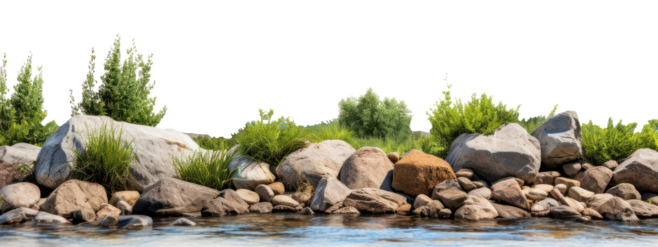 PNG River side landscape nature rock.
