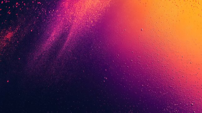 Colorful abstract background with a vibrant blend of purple, orange, and pink hues, resembling a splash of paint or dust.