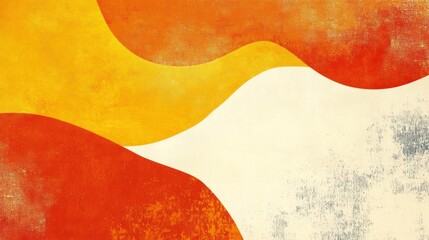 A vibrant abstract background featuring warm hues of orange, yellow, and cream with smooth curves and textured surfaces.