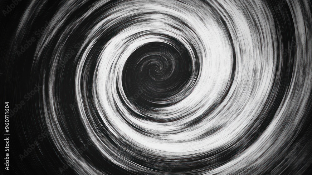 Aufkleber abstract black and white swirling vortex, creating a dynamic sense of motion and depth.