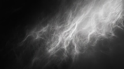 A mesmerizing abstract image showcasing wisps of ethereal white texture against a dark background, creating a sense of movement and depth.