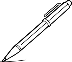 Black and White Illustration of a Ballpoint Pen Drawing a Line to Represent Writing and Creativity