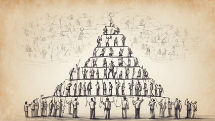 Graphical representation of a pyramid of people in a structured format