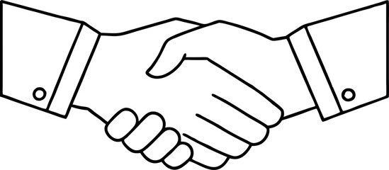 Obraz premium Business Handshake Illustration Showing Partnership and Agreement in Line Art Style