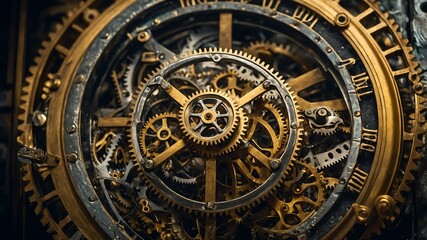 Fototapeta premium old clock mechanism close