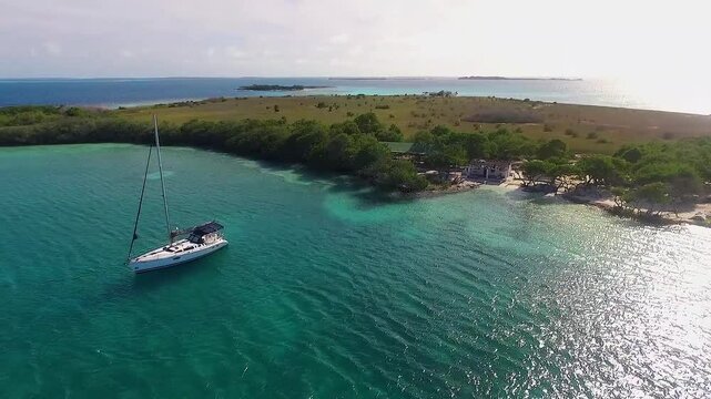drone shots of paradisiacal beaches of the Caribbean