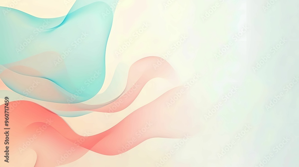 Poster abstract background featuring soft gradient waves in pastel colors, creating a fluid and soothing vi