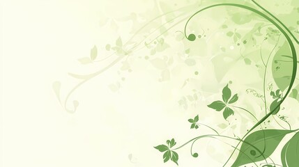 Soft green abstract background with elegant floral swirls and leaves, perfect for nature-themed designs or springtime projects.