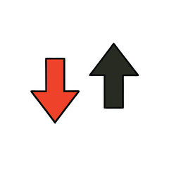 Up and down arrow, Push and Pull round warning vector illustration, isolated white background 