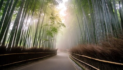 Fototapeta premium Misty morning in a bamboo forest