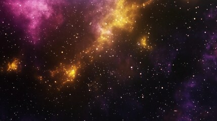 Obraz premium Cosmic Nebula with Golden and Pink Dust