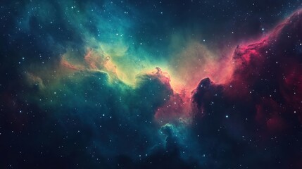 Obraz premium A Cosmic Landscape of Vivid Nebulae and Scattered Stars