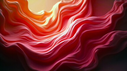 Fototapeta premium Abstract background fluttering thin red fabric. AI generated