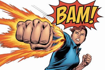 Dynamic Comic Style Action with Explosive Punch