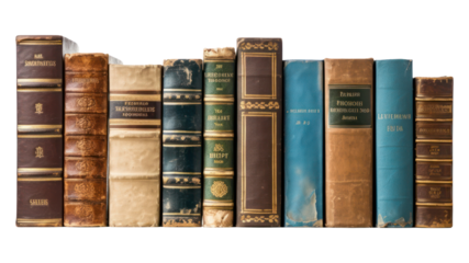 PNG Old books in the row on the white background