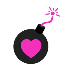 Obraz premium Love bombing and lovebombing - toxic, unhealthy, negative and abusive relationship and romance. Romantic affection and danger and threat. Vector illustration isolated on white.