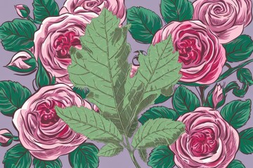 Colorful Floral Design with Roses and Green Leaves