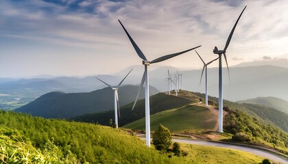 Wind turbines on a scenic hilltop