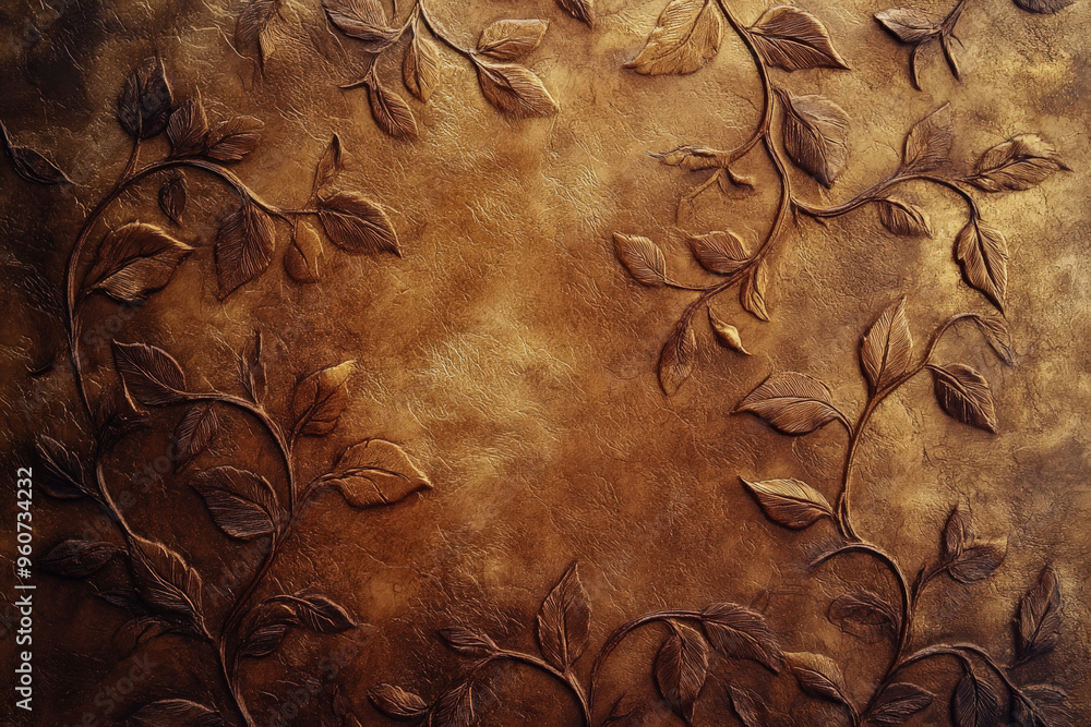 Poster a brown textured surface with a delicate, embossed pattern, adding a touch of elegance to the warm, 
