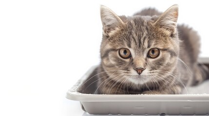 cat in the litter box.