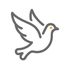 Obraz premium Minimalist Dove Icon in Gray and Orange on Black Background, Symbol of Peace and Freedom