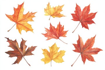 Obraz premium On a transparent background, a collection of autumn leaves