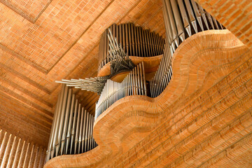 beautiful shrine musical organ pipes, Santuario de Torreciudad, a spectacular Marian shrine in...