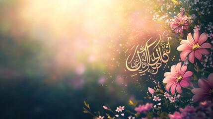 Floral Background with Arabic Calligraphy
