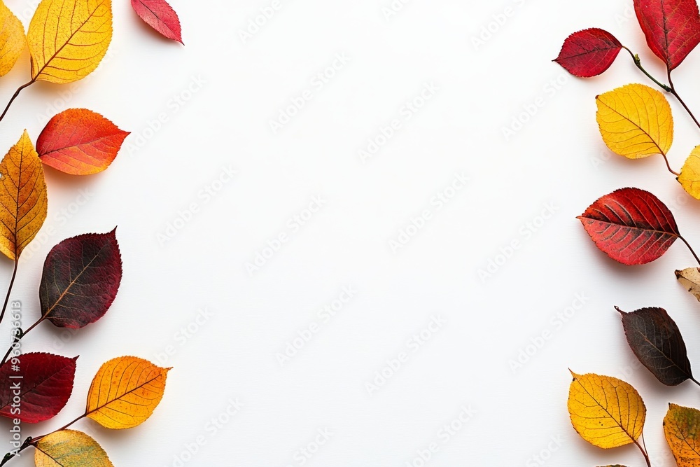 Wall mural simple autumn background with colorful fallen leaves. stock photo