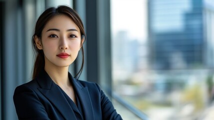 Confident Young Woman in a Suit Looking at the Camera