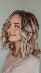 Fototapeta premium Blonde smiling woman portrait