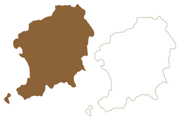 Money Island (Republic of the Union of Myanmar, Burma, Mergui, Myeik Archipelago, Indian Ocean) map vector illustration, scribble sketch Ngwe Kyun map