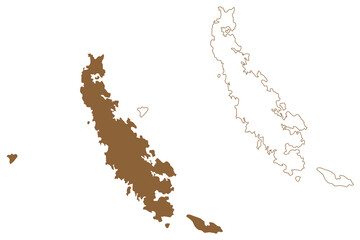 Obraz premium Long island (Western Australia, Commonwealth of Australia, Buccaneer Archipelago, Indian Ocean) map vector illustration, scribble sketch Long map