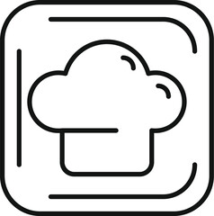 Simple black and white chef hat icon is framed inside rounded square, evoking digital culinary content