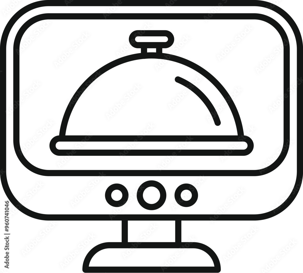Aufkleber this simple vector illustration depicts a cloche on a computer screen representing the concept of on