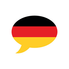 speech bubble with flag of Germany, German language concept, vector design element, Deutsch