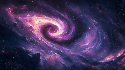 A black hole consuming a purple galaxy