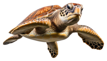 Fototapeta premium PNG A sea turtle swimming on the white background