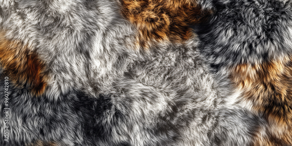 Poster a fur textured surface with a mix of coarse and soft strands, creating a dynamic texture with varied