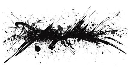 Obraz premium A chaotic and abstract composition of black lines and scribbles on a white background, the random, freeform strokes