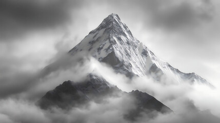 A close-up 3D model of Mount Everest, highlighting the dramatic relief height of the peak and the surrounding mountain