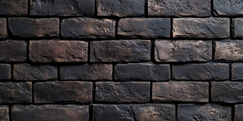 Fototapeta premium A close-up of a dark brown brick wall with a matte finish, with subtle variations in texture and color, creating a rich, warm atmosphere.