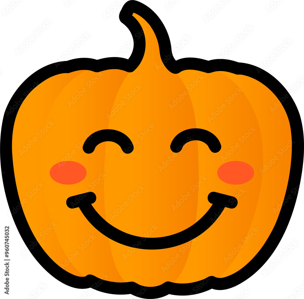 Wall mural pumpkin face with smiling eyes, cute halloween sticker