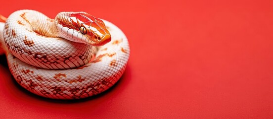 Fototapeta premium Elegant snake wrapping around a New Years banner, 2025, Chinese Zodiac