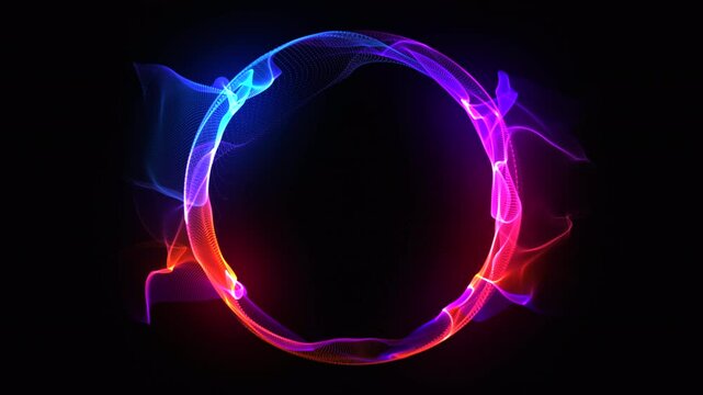 Colorful neon particle 3d sphere in space. Science, artificial intelligence, neural networks, and abstract technology background. Cosmic 3d energy orb. Vibrant gradient sphere. Virtual AI assistant. 