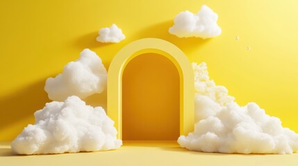 Fototapeta premium Arched Tunnel in Yellow with White Clouds